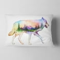 thumbnail image 2 of Designart Wolf Double Exposure Illustration - Animal Throw Pillow - 12x20, 2 of 5