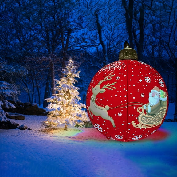 Uhuya Lights Up Ornaments With 1 Inflatable Christmas Ball, PVC Red, 24 x 24 x 29 inches, 1.26 lb