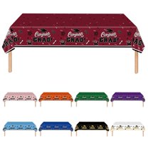 sunsanly Graduation Party Tablecloth Congrats Grad Printing Rectangular Plastic Table Cover Graduation Party Decoration