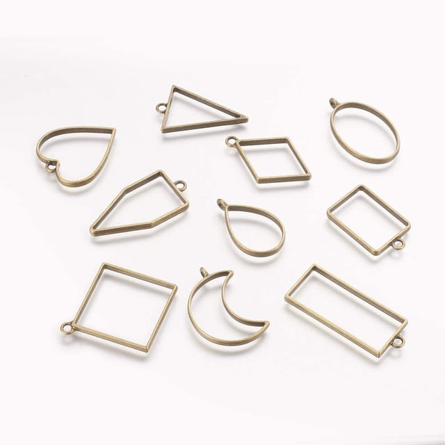 Autorización:Colgantes de bisel abierto Hallazgos de joyería Molde de resina geométrico surtido para hacer joyas de abalorios DIY y aretes de aleación Collar Pulsera (Bronce) Adepaton LRWJ173-2