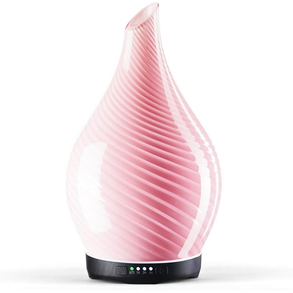 Porseme 280ml Essential Oil Diffuser Glass Color Changing Aroma Air Diffusers Aromatherapy Ultrasonic Cool Mist Humidifier 7 Running Hours Waterless Auto-Off for Sleeping, Yoga, Spa (Pure Pink)