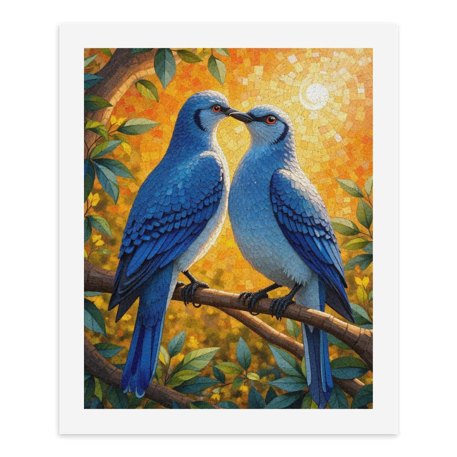 Paint By Numbers Kit for Adults Beginner - DIY Birds On Branch Vibrant Mosaic Sun Canvas Painting Kits for Adults, Frameless Paint By Number for Adults for Home Wall Decor 16x20 Inch