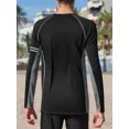 thumbnail image 3 of ANFERRY Men Swim Shirts Quick Dry UPF50+ Sun Protection Athletic Rash Guards Long Sleeve Color Block Swimwear, 3 of 8