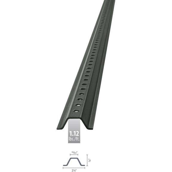 Tapco U-Channel Sign Post, 7'L, Green Post, Holes 30" Down Post