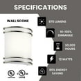 thumbnail image 2 of Wall Sconce Brushed Nickel 3CCT (3000K/4000K/5000K) Adjustable, Dimmable 12W Modern Wall Mounted Sconces Wall Lighting with Glass Shade for Bedroom, Stairway, Bathrooms, Hallways & Entryways (2 Pack), 2 of 8