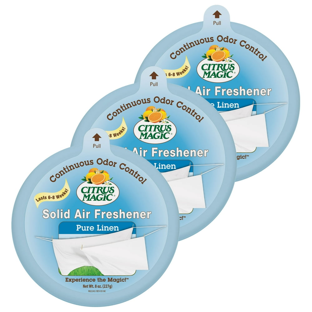 Citrus Magic Odor Absorbing Solid Air Freshener, Pure Linen, 8Ounce, Pack of 3