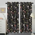 thumbnail image 2 of Boho Floral Blackout Curtain, Colorful Flower Leaves Nature Botanical Black Window Curtains Darkening Thermal Insulated Grommet Window Drapes For Living Room Bedroom Decor 42"W x 108"L (Pack of 2), 2 of 6