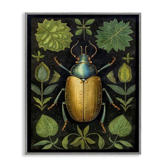 Stupell Industries Cottage Botanical Beetle Study Gray Framed Giclee Art, 11 x 14, by The Dutch Lady
