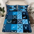 thumbnail image 2 of jejeloiu Jungle Elk Skull Full Size Sheets,Rustic Farmhouse Cabin Bed Sheets,Blue Camouflage Plaid Sheet Sets For Boys Teens,Luxury Bedroom Decor,4-Piece, 2 of 7
