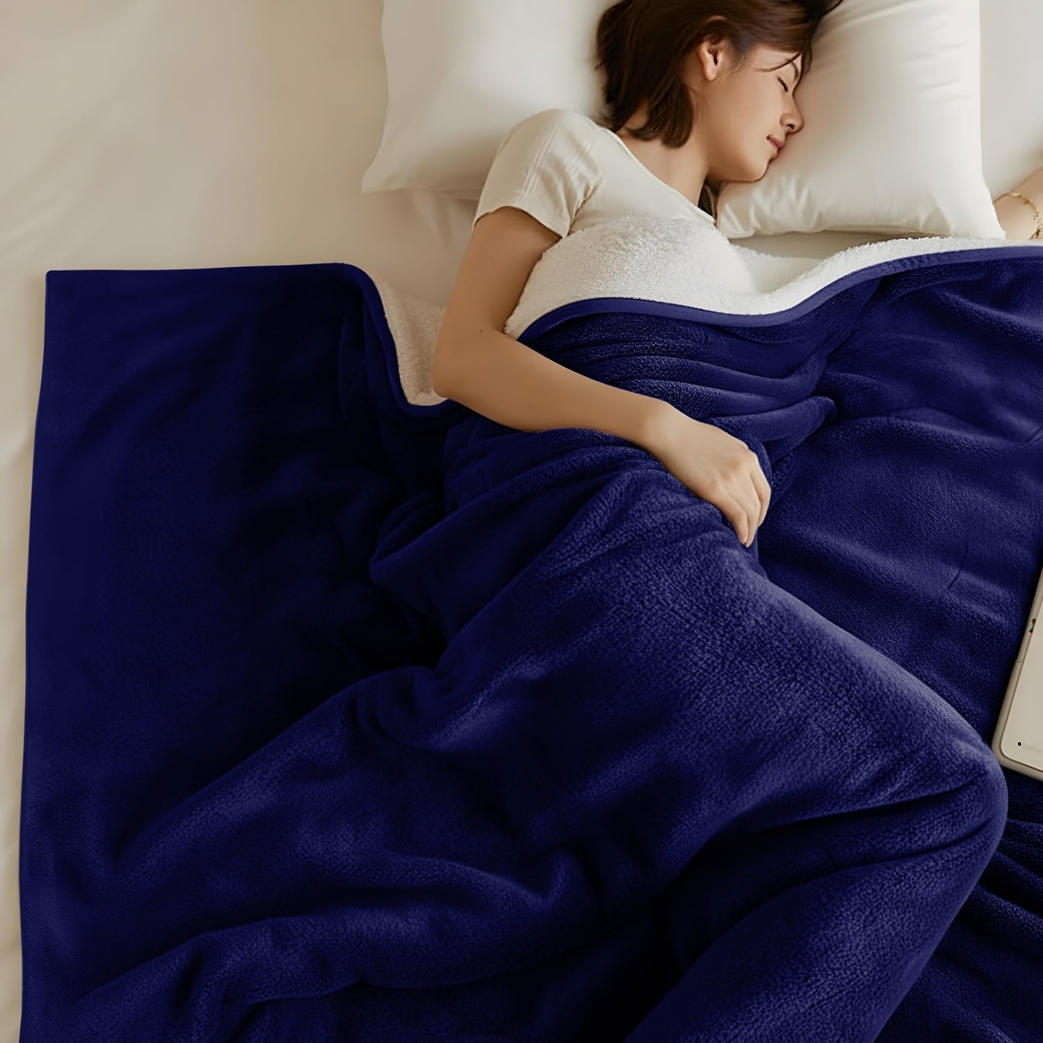 Moonlight20015 Wholesale Sherpa Fleece Throw Blankets 12-Packs Warm & Soft Plush Twin Size for Charity, Shelter, & Home Washable, Lightweight & Cozy Navy Blue