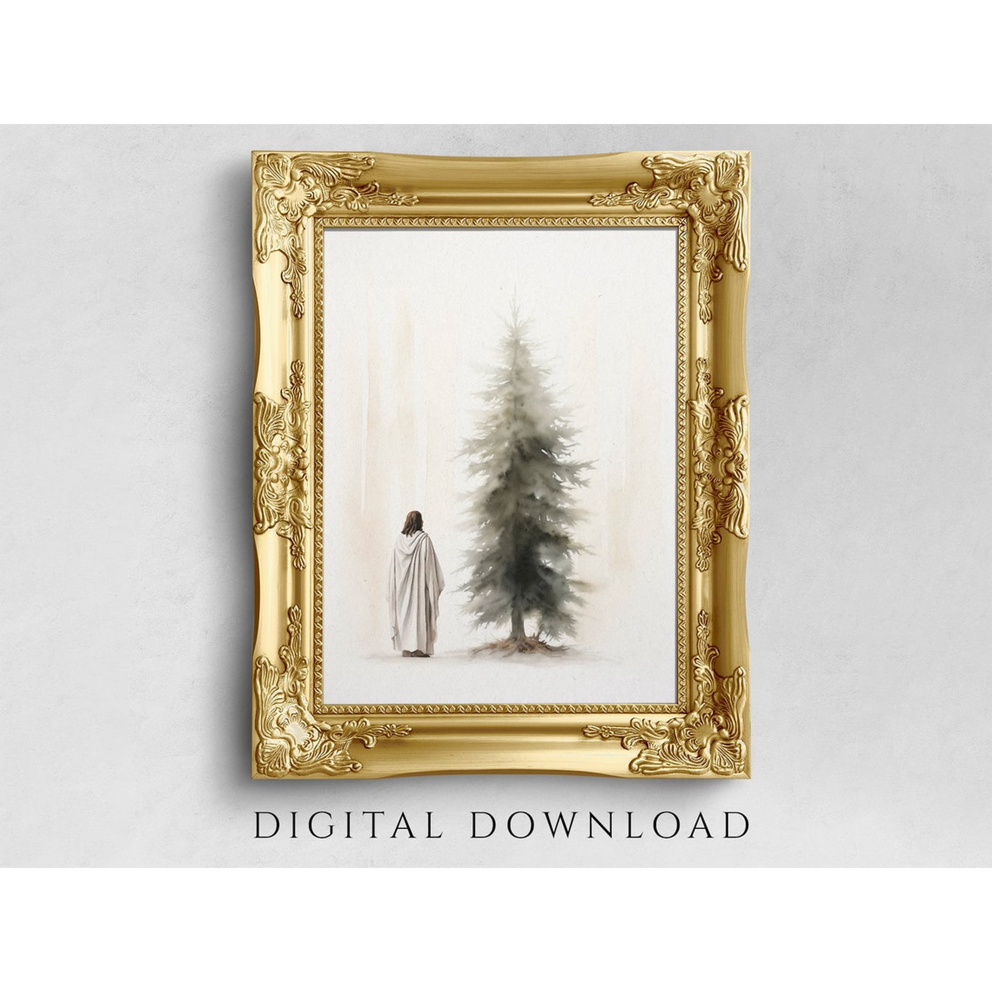 Jesus Christmas Tree Poster Christian Holiday Wall Art Christian Decor Unframed Paper Print