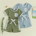 thumbnail image 6 of Esaierr Baby Boys Girls Clothes Set Short Sleeve T Shirt Tops and Lace-Up Shorts with Pocket Cute Spring Summer 2PCS Outfit 0-3 Years, 6 of 8