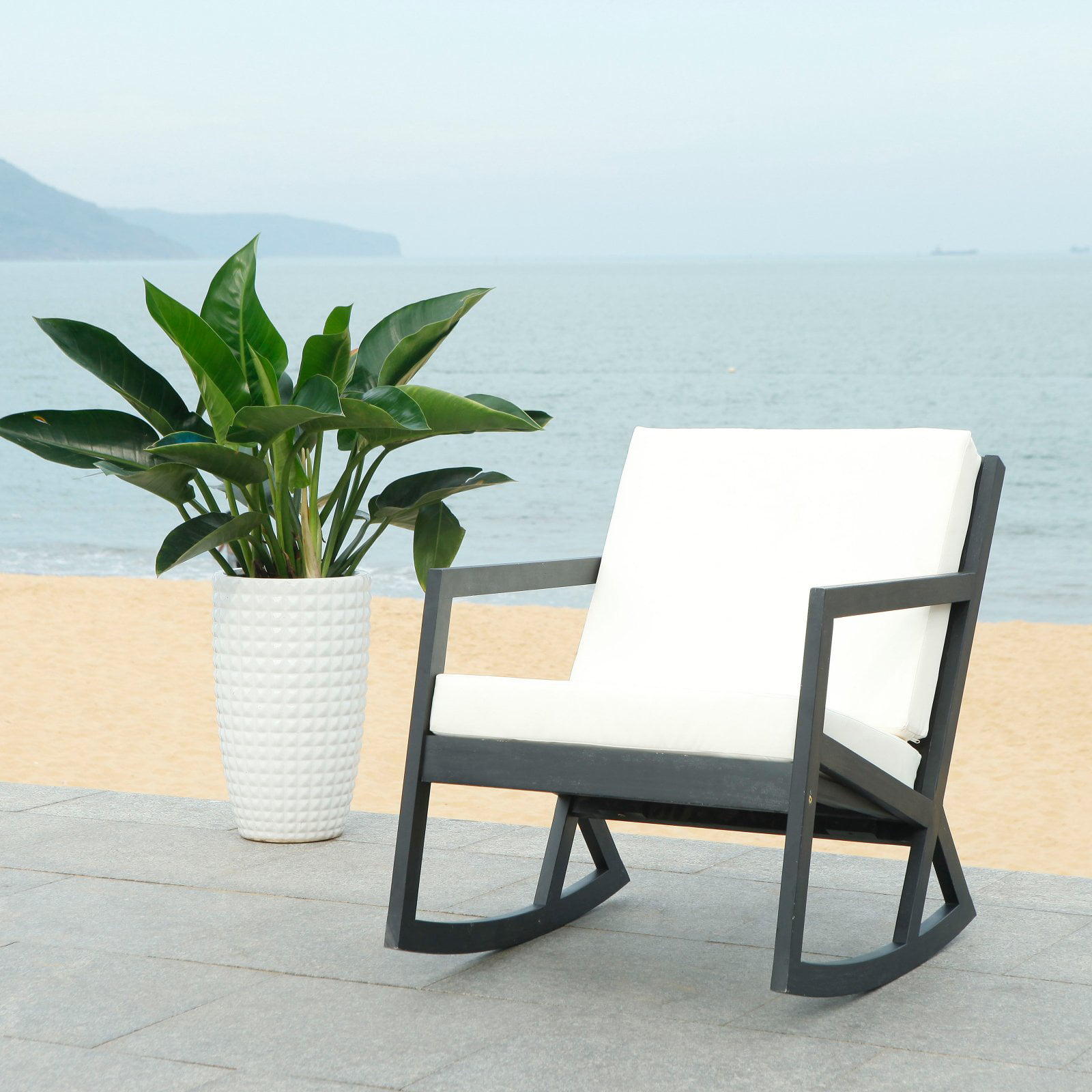 Safavieh Vernon Indoor/Outdoor Modern Rocking Chair with Cushion