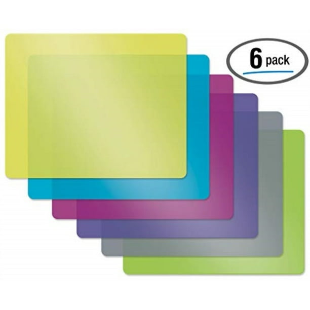 flexible plastic cutting board mats, set of 6, textured, 6 vivid
