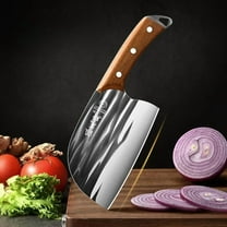 High Carbon Steel Meat Cleaver with Rosewood Handle. Hand Froged Versatile Use Kitchen Knife for Home Cooking and Outdoor Grilling.