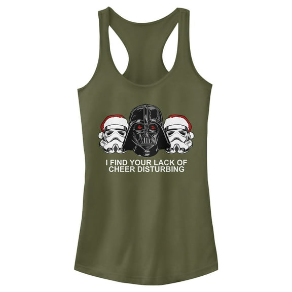 Junior's Star Wars Christmas Empire Lack of Cheer Racerback Tank Top Military Green Small