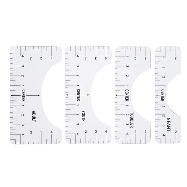 Scienceny Juego de 4 reglas de alineación de camisetas, plantilla de guía gráfica, herramienta de centrado artesanal, medición de dibujo para Medidores de medidas dimensionales blanco