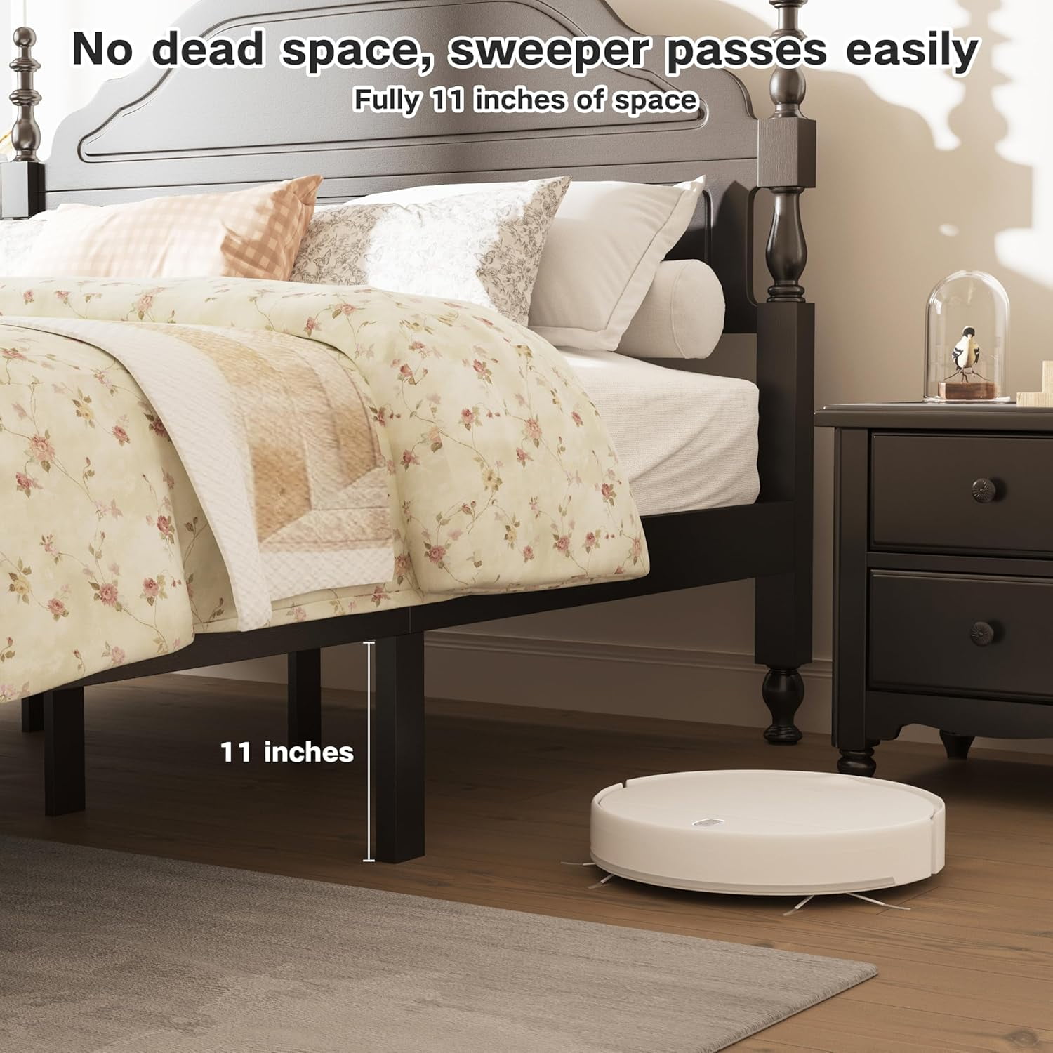 Sailvan Queen Bed Frame with Headboard and Footboard, Wood Bed Frame Queen Size with 12 Wood Slats Support, No Box Spring Needed Easy Assembly