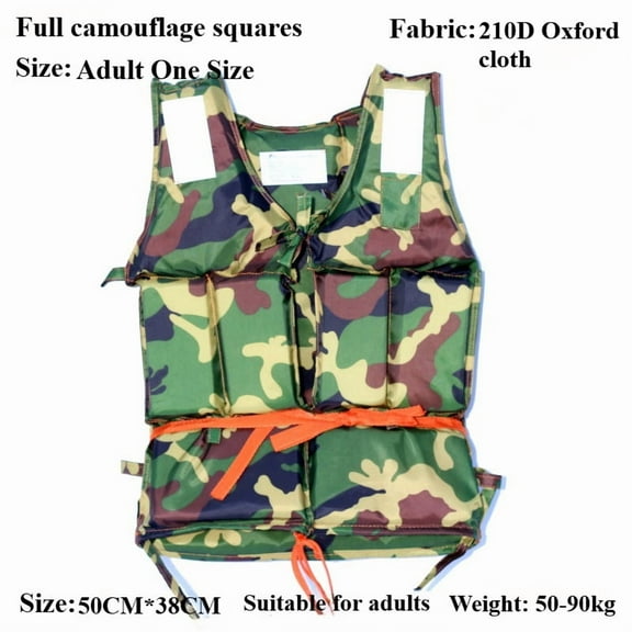 2025 Camouflage One-Size Adult Life Jacket, Buoyancy Vest for Disaster Rescue, Work Life Jacket, Jungle Protection, Swimming