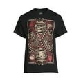 thumbnail image 3 of Teelocity Men's Skeleton King Broken Heart Playing Card Black Relaxed Fit Short Sleeve Graphic T-Shirt, 3 of 5