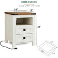 thumbnail image 2 of RedLemon Farmhouse Nightstand with Charging Station, Rustic 18 Inch End Table with 2 Storage Drawers and Open Shelf, Wood Sofa Side Table for Bedroom, Living Room (Antique White), 2 of 6