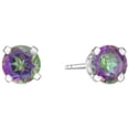 thumbnail image 2 of 6 mm Mystic Topaz Round Solitaire Stud Earrings for Women in 925 Sterling Silver with Push Back November Birthstone Jewelry by Lavari Jewelers, 2 of 3