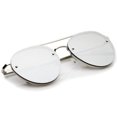 thumbnail image 5 of zeroUV Unisex Modern Slim Temple Brow Bar Rimless Colored Mirror Flat Lens Aviator Sunglasses 59mm (Silver / Silver Mirror) - 59mm, 5 of 5