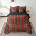 thumbnail image 2 of Homewish Chic Square Abstract Twin Bedding Sets 7-Piece for Adult, Green Red Bedding Comforter Set, Modern Buffalo Plaid Reversible Sheet Sets, Super Cozy Room Decor, 2 of 7