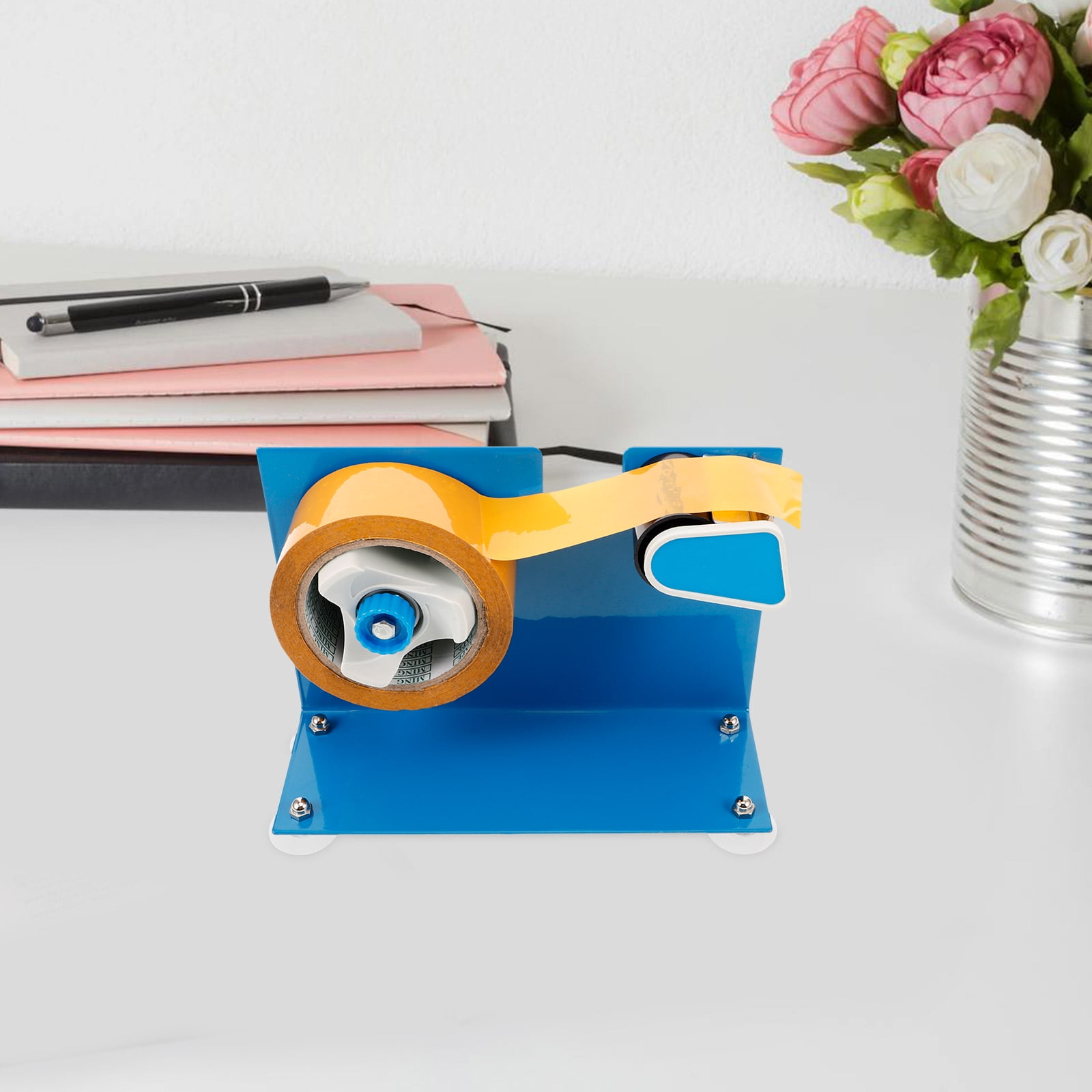 TABLZONE Desktop Tape Dispenser Blue with Versatile Mounting Options and Heavy Duty Iron Build for Office and Home