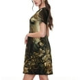 thumbnail image 2 of Lsque Palatial Gold Pattern Horse Print Women's Casual Dress T-Shirt Summer Short Sleeve Scoop Neck Swing Dresses, 2 of 6