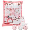 thumbnail image 1 of Linda almohada de felpa Kawaii decoración de la habitación almohada extraíble juguetes de peluche mullidos cerezo en flor conejitos gatos gatitos perro dinosaurio regalos creativos, 1 of 5