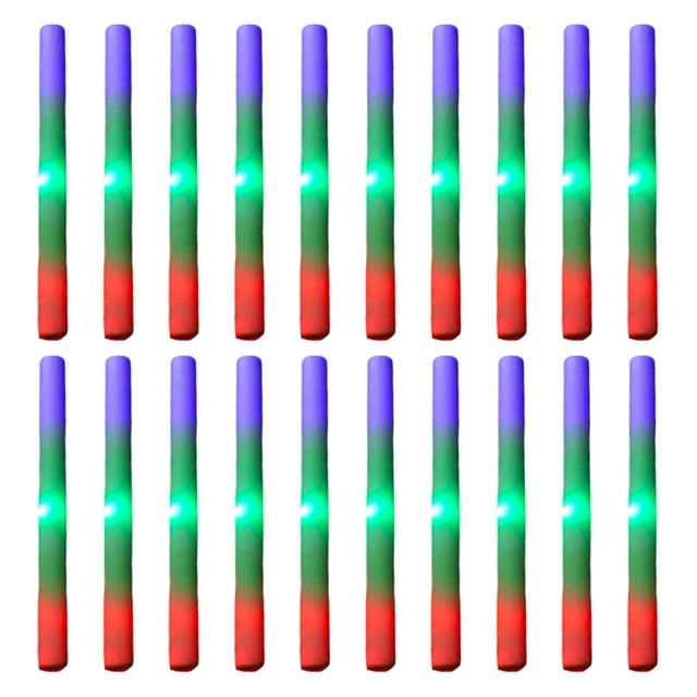 stanreset 20piece Glow With Flashing Glow Sticks Party Packs Stick Party Packs For Clubbercise Foam Light With Sheet Foam