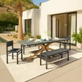 thumbnail image 4 of Iska Bench Black Bench, Modern Style, Seats up to 2, Aluminum, Outdoor Dining, 4 of 12