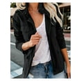 thumbnail image 5 of Women Anorak Jackets Zip Up Snap Buttons Parka Utility Coats Outwear with Pocket Black XXXL, 5 of 7