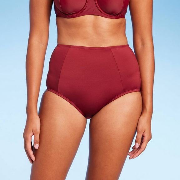 Women's High Waist Medium Coverage Bikini Bottom - Kona Sol‚Ñ¢ Burgundy XS
