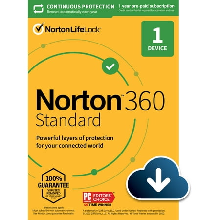 NORTON 360 STANDARD, 1-Year Subscription, 1 DEVICE, PC, MAC [Digital