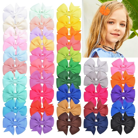 40 pcs Baby Hair Clip Clips for Girls Ties Bows Ribbon Bow Toddler Accessories Fully Lined Barrettes Clips