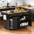 thumbnail image 1 of Vintage Style Kitchen Island - 56" Rolling Island with Storage & Outlet, 1 of 7