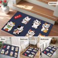 thumbnail image 6 of Lucky Cats Washable Small Entryway Area Rugs 2'x3', Modern Japanese-Style Cute Cat Animals Navy Blue Low Pile Throw Rug Non-Slip Sturdy Edge Binding Carpet for Front Door Floor Room Entry, 6 of 9