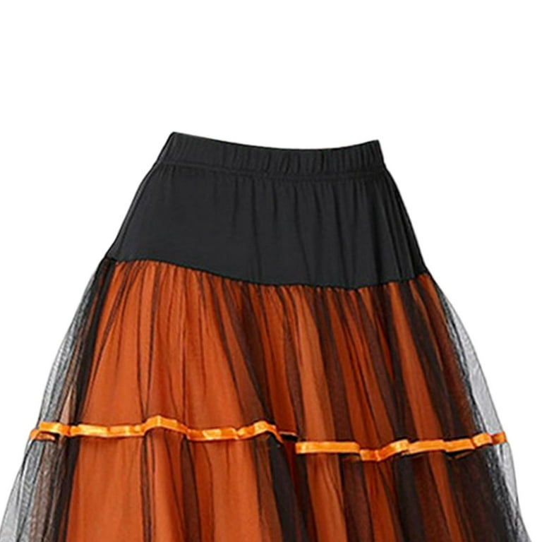 Classical Ballroom Dance Skirt Clothing Big Spanish Skirts Dancewear Orange