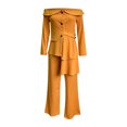 thumbnail image 3 of Idoravan Women Sets Clothing Clearance Women Fashion Temperament Solid Color Button Pocket One-Shoulder Suit Pants Suit, 3 of 4
