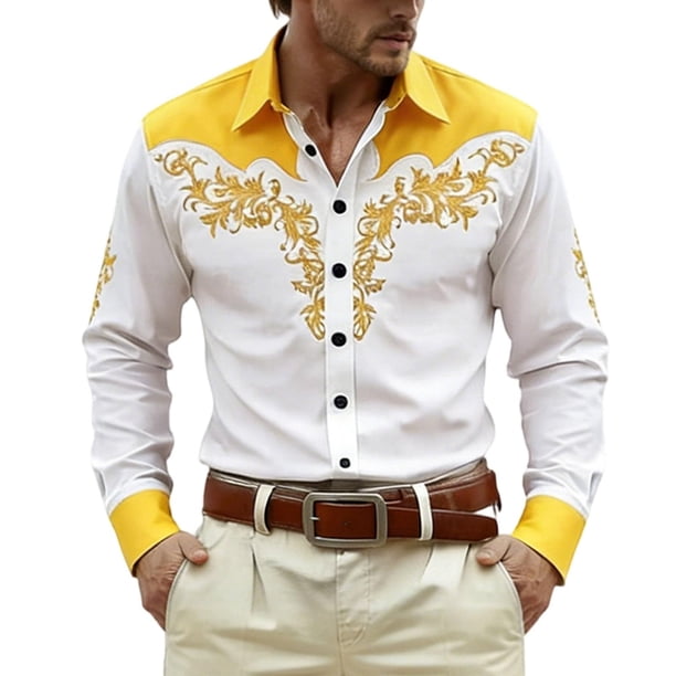 Camisetas de Navidad de Manga Larga de los Hombres Imprimir de Moda Casual Manga Larga Turndown Collar Blusa para Primavera Invierno Al Aire Libre Diario