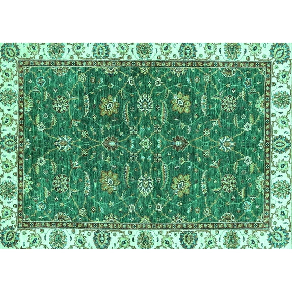 Ahgly Company Machine Washable Indoor Rectangle Abstract Turquoise Blue Modern Area Rugs, 7' x 9'