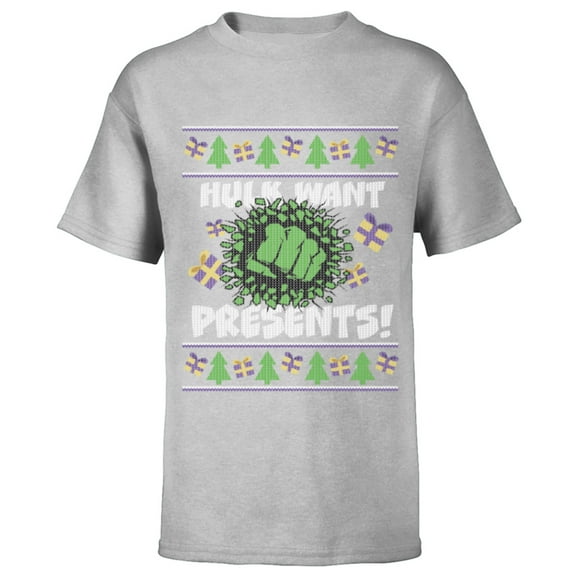 Marvel Hulk Smash Presents Holiday - Short Sleeve T-Shirt for Kids - Customized-Athletic Heather