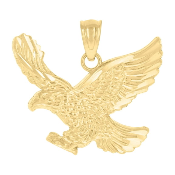 10kt Yellow Gold Mens Diamond-Cut Flying Eagle Bird Charm Pendant