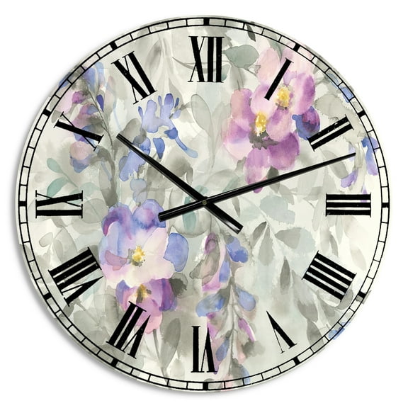Designart 'Garden Dreams Flower' Farmhouse wall clock