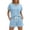 Blue, variant on Travel Outfits for Women Summer Casual 2 Piece Notch V Neck Button Tops Drawstring Shorts Comfy Sets Loungewear