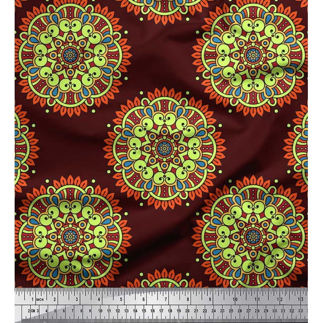 Soimoi Poly Georgette Fabric Mandala Decorative Fabric Prints by Yard 42 Inch Wide