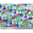 thumbnail image 3 of Soimoi Blue Heavy Satin Fabric Triangle Geometric Print Sewing Fabric Yard 54 Inch Wide, 3 of 3