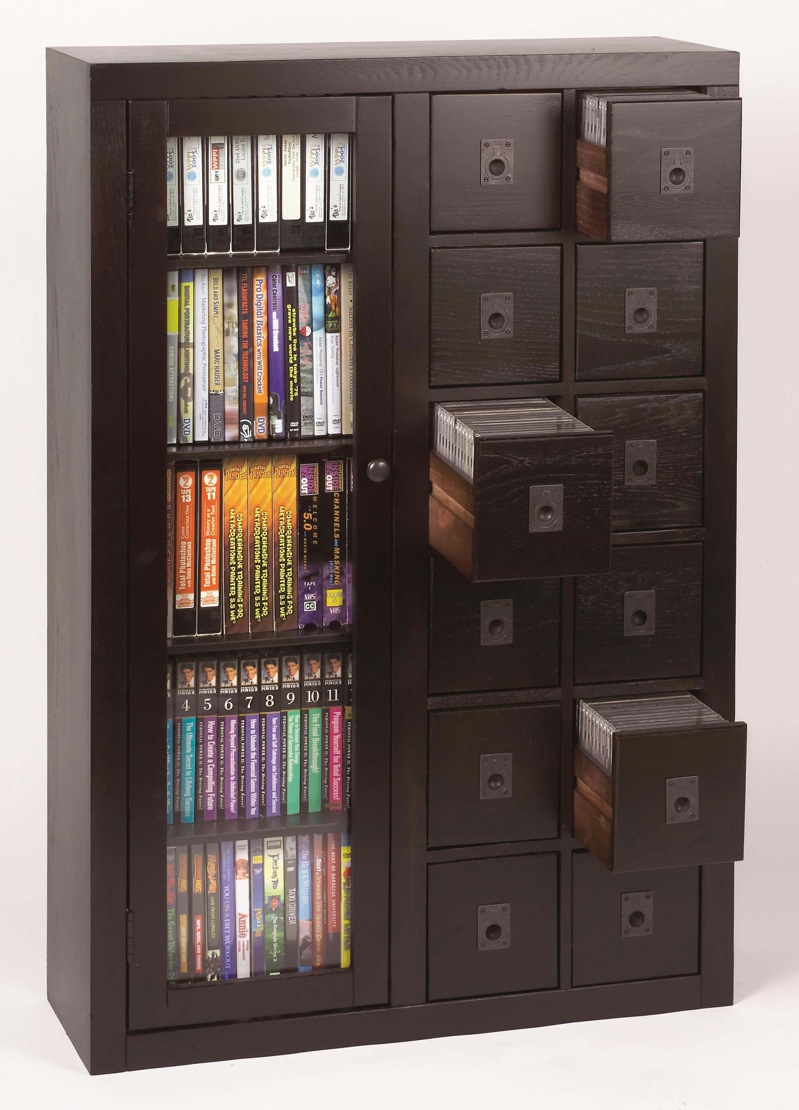 Leslie Dame Librarian s Glass Door Multimedia Cabinet Finish Espresso 